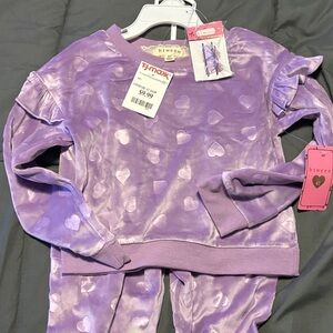 btween Lavender velour Set with Glitter Accents